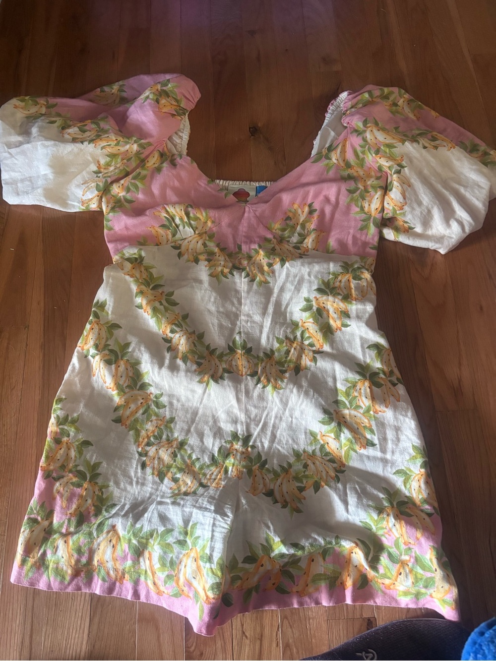 FARM Rio Pink and White Banana-Print Romper